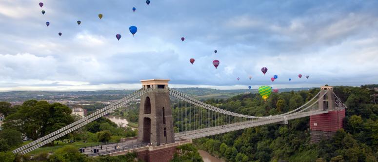 Hot air Balloons above Clifton suspension bridge 