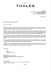 Thales letter of support STEP